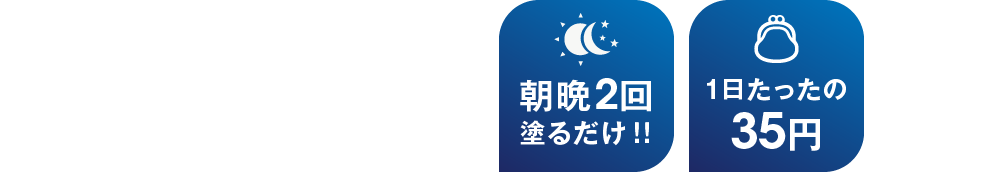 朝晩2回塗るだけ!! 1日たったの35円