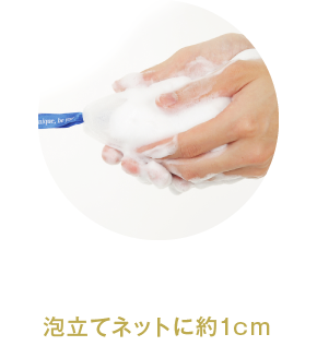 STEP1 泡立てネットに約1cm