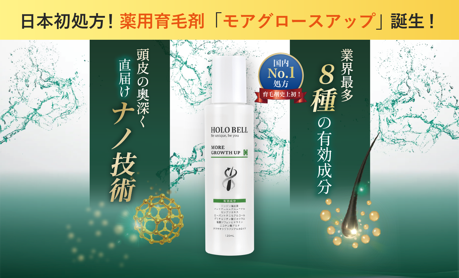 業界最多の有効成分×「直届けナノ技術」の育毛剤を新発売！